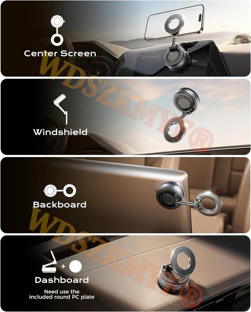 Vacuum/Drip Gel Magnet Phone Bracket Multi-angles Adjustment Strong Magnetic Suck Design Foldable Car Holder For Navigation