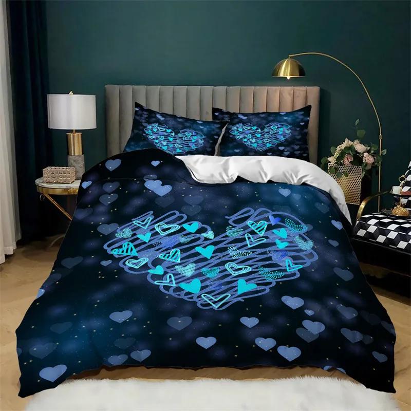 Liebesherz Bettbezug Set Mikrofaser Bär Bettdeckenbezug Weiche Romantische Bettwäschesets Valentinstag Für Mädchen Frauen Raumdeko