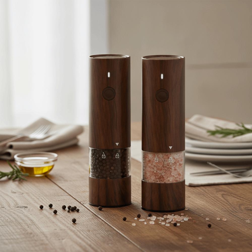 USB Rechargeable Electric Salt and Pepper Grinder with Light Pepper Mill Bottle Cooking