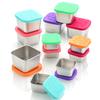 Stainless Steel Snack Box Leak Proof Food Container Sauce Cups with Silicone Lids 60ml Leak-Proof Condiment Bowls for Salad Dressing Ketchup