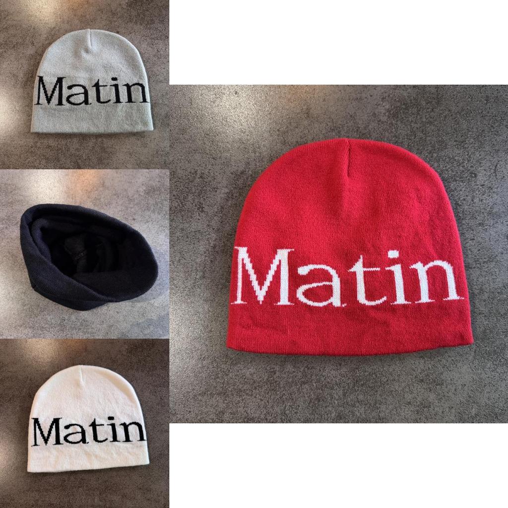 Letter Beanie Hat With High Top Knit Warm Cap For Autumn Winter Streetwear
