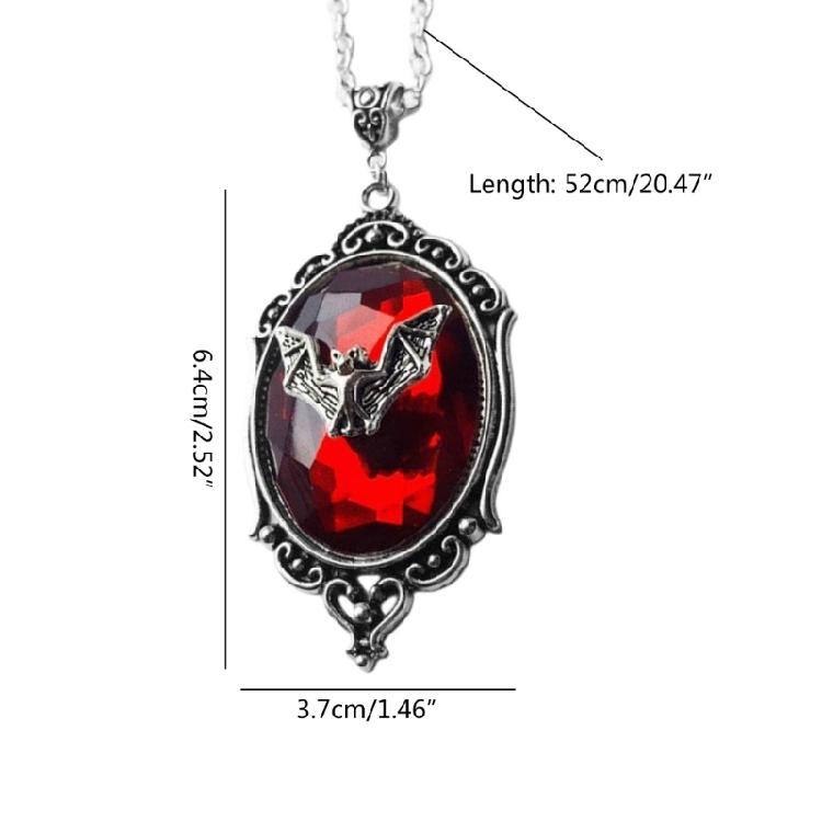 Gothic Red Bat Glass Pendant Necklace Red Bat Pendant Necklace Halloween Choker
