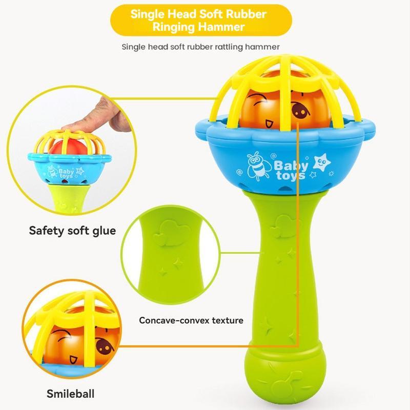 Baby Rattle Toys For Infants Soft Teething Stick Colorful Rattles Hand Jingle Bells Toys 0-12 Months With Sound Christmas Gifts