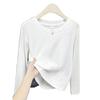 Women's Slim Fit Long Sleeve Plain Cotton T-Shirt - Round Neck, Versatile, Ideal for Spring and Autumn