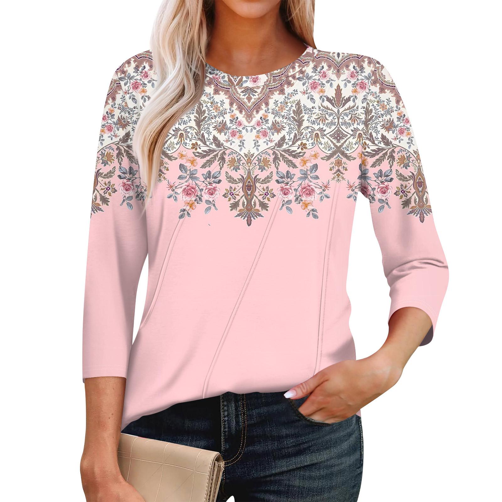 

Женская мода повседневные топы с рукавом 3/4 плиссированные модные топы футболки L