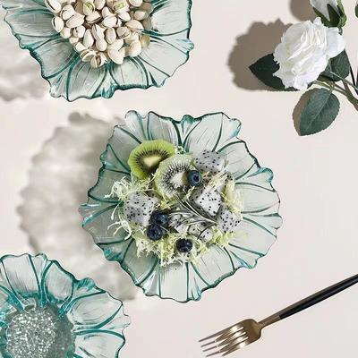 Yeşil Yapraklı Narin Meyve Tabağı Ev Salata Kasesi Begonya Cam Meyve Tabağı Dim Sum Tabağı