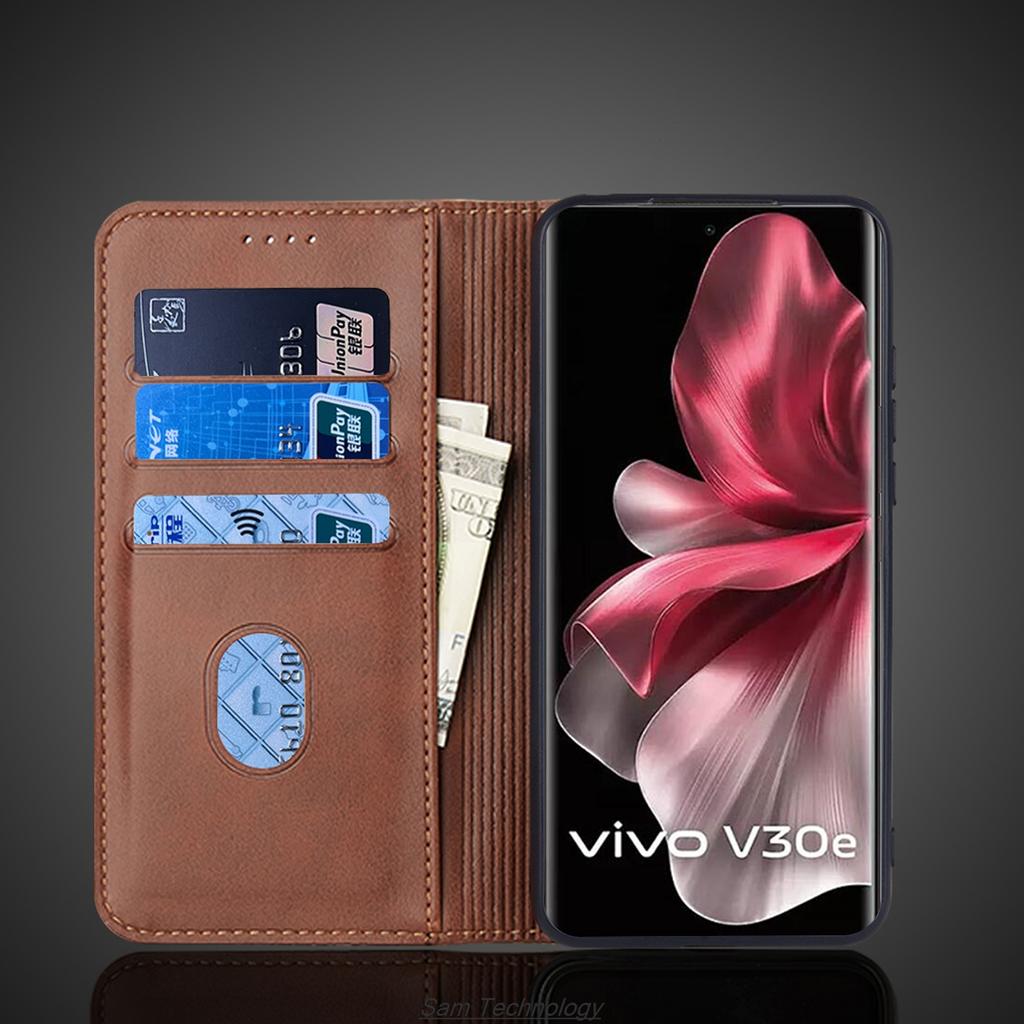 Magnetic attraction Leather Case for Vivo V30e Holster Flip Cover Case Wallet Phone Bags Fundas Coque