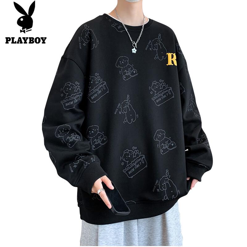 Playboy Men's Casual Long Sleeve Crewneck Top