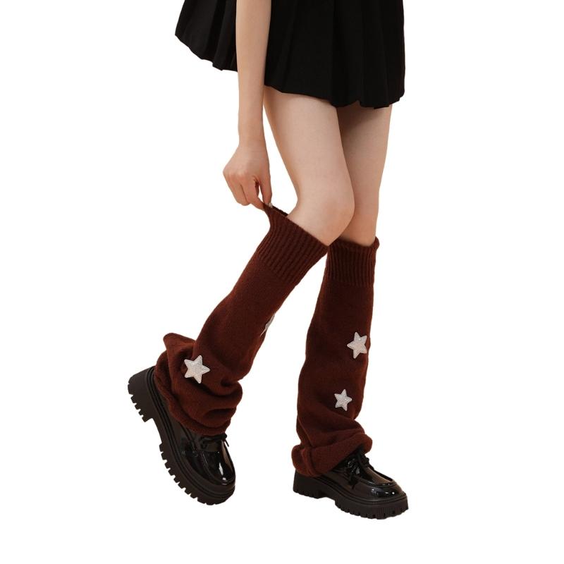 Incalzitoare pentru picioare pentru femei, fete, stil japonez, lolita, incalzitoare pentru picioare, tricot cu stea, ciorapi lungi, gotici, Harajuku, pentru acoperirea picioarelor.