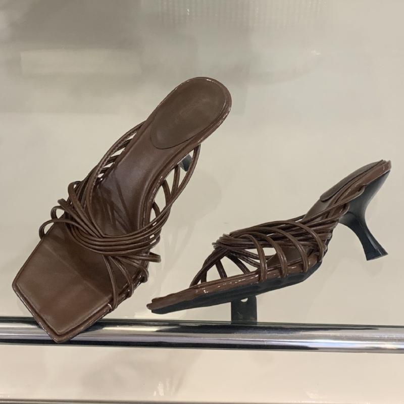 Fashion Elegant Square Toe Cross Tied High-heel Slippers Women Summer Sexy Open Toe Slide Sandals Fashion Comfort Brand Designer Shoes