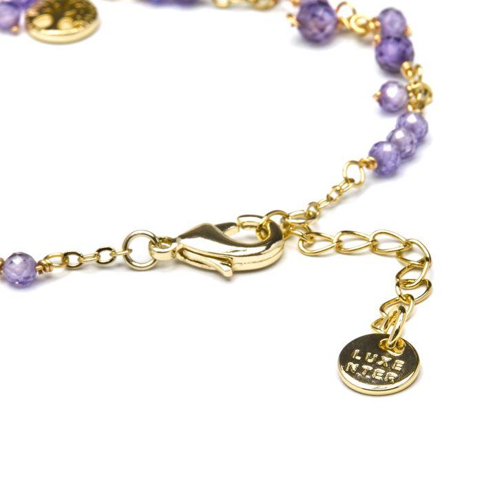 Bracelet - LUXENTER - Totez - Finition or 18 Carats - Cristal Violet - 16cm + 3cm D'extension