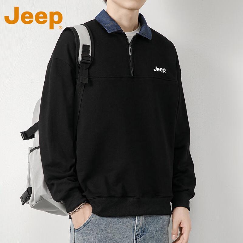 JEEP Men's Half-Zip Polo Long-Sleeve Sweatshirt