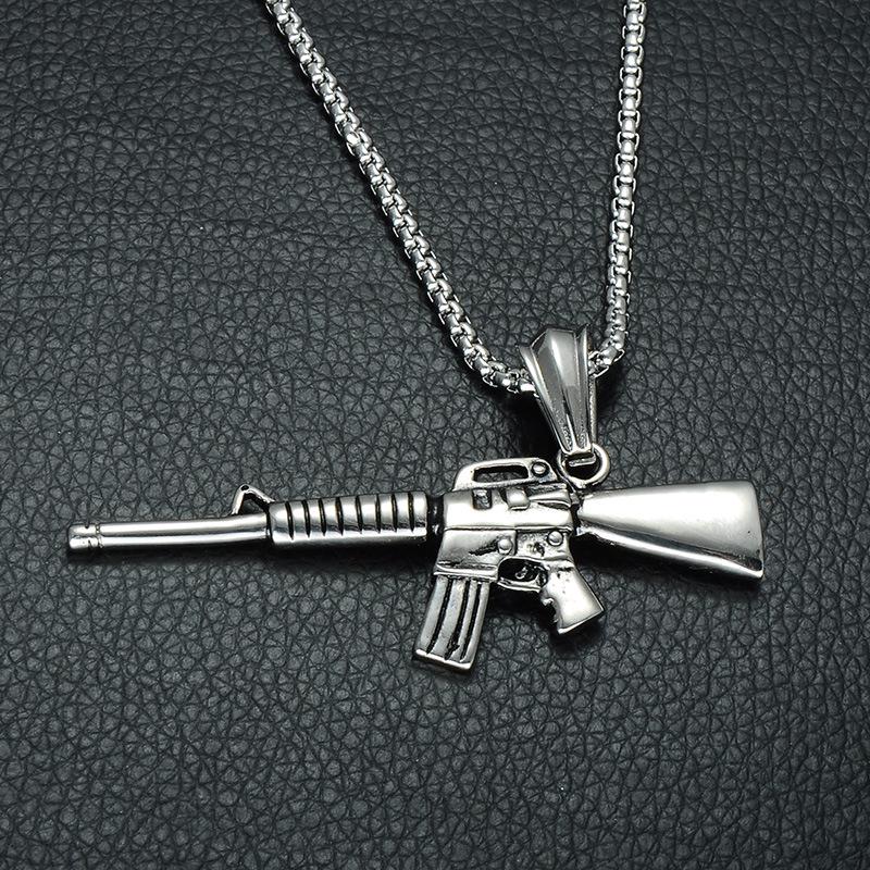 Gun Pendant Necklace Jewelry 