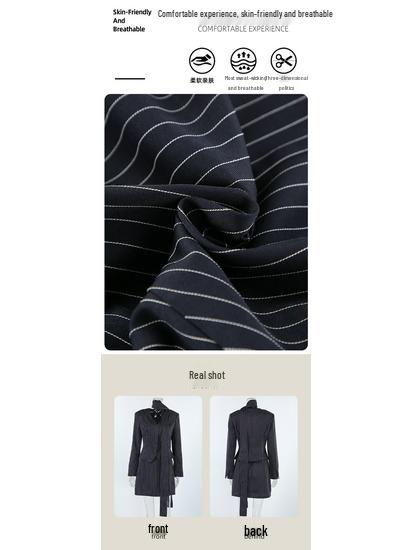 Spring 2026 Striped Halterneck Slim-Waisted Two-Piece Suit: Top & Skirt
