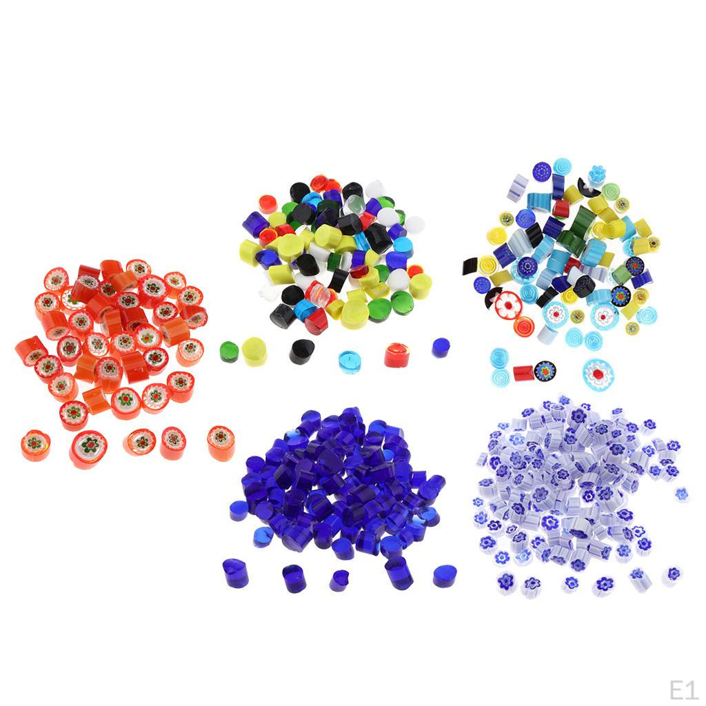 20g /Pack Millefiori Glass/ Fusing Glass Loose Beads - Crafts DIY With Fresh Color And Floral Design