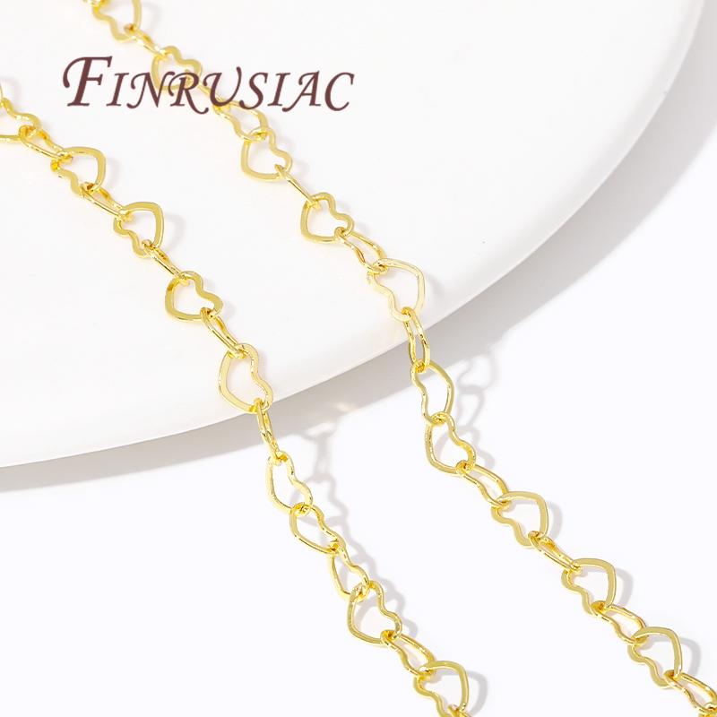 1/2Meters 14K/18K Gold Plated Love Heart Chains For Jewelry Making,Bulk Chain For Needlework,DIY Necklace Bracelets Findings