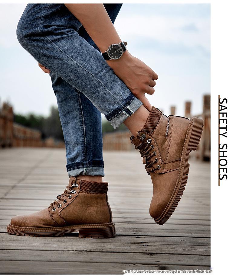 Men's High-Top Anti-Smash, Anti-Puncture, Non-Slip, Water-Repellent Work Boots for Outdoor, Wear-Resistant and Comfortable for Long-Standing.