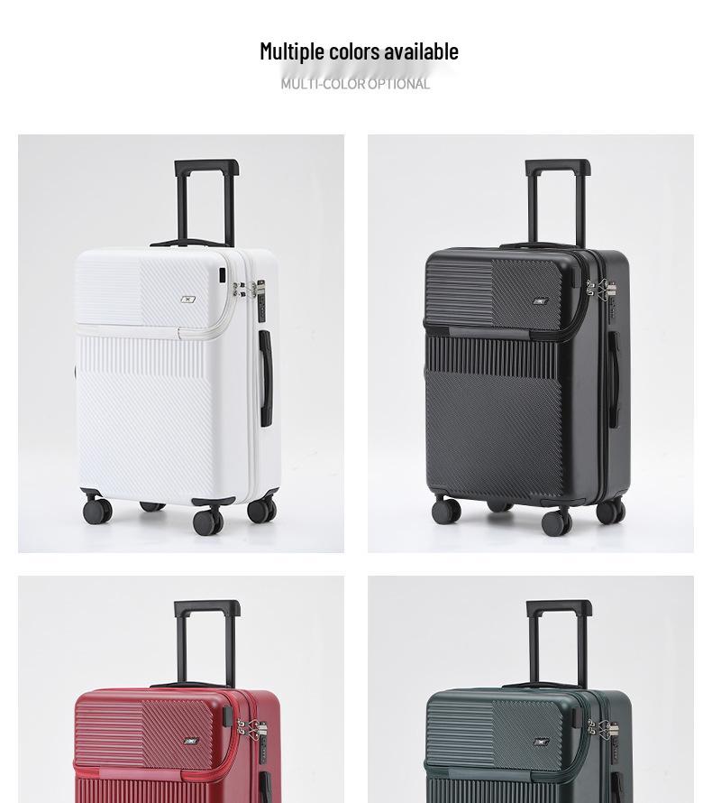 20" Leather Carry-On Business Suitcase with Front Opening & Combo Lock for Men & Women
