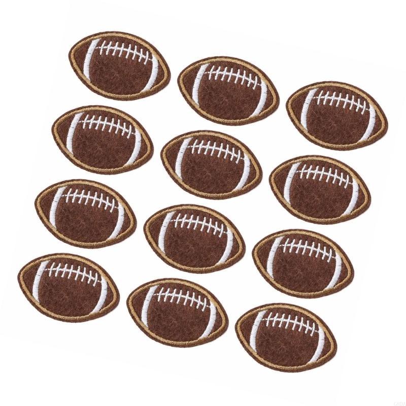 G8DA 12 Pcs Football Embroidered Iron On Patches Sew On Embroidered Applique Decoration Sewing Patches for Bag Jeans Clothes