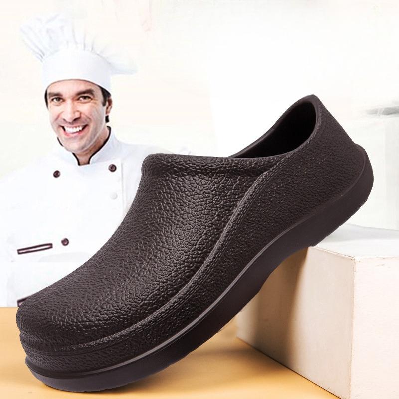 Fashion Men Chef Shoes Man Summer Beach Slippers Water-proof Oil-proof Kitchen Shoes Non-slip Garden Clogs Hotel Work Shoe EVA Sandal