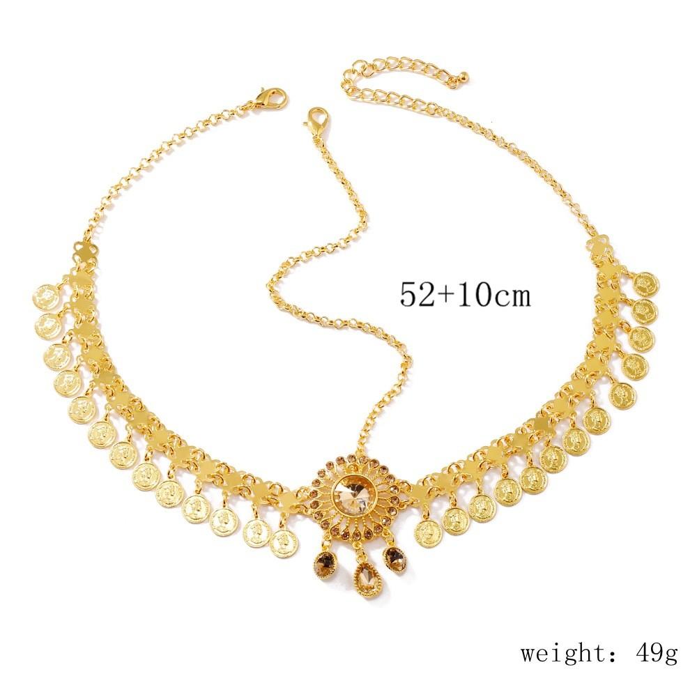 Elegant Crystal Simulation Decoration Gold Women Headwear With Tassel Design