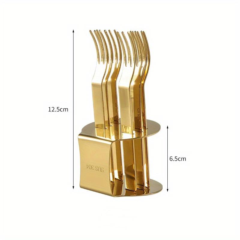 6Pcs/Set Fruit Fork with Stand Stainless Steel Coffee Tea Fork Set Cake Dessert Mini Fork Party Cutlery.