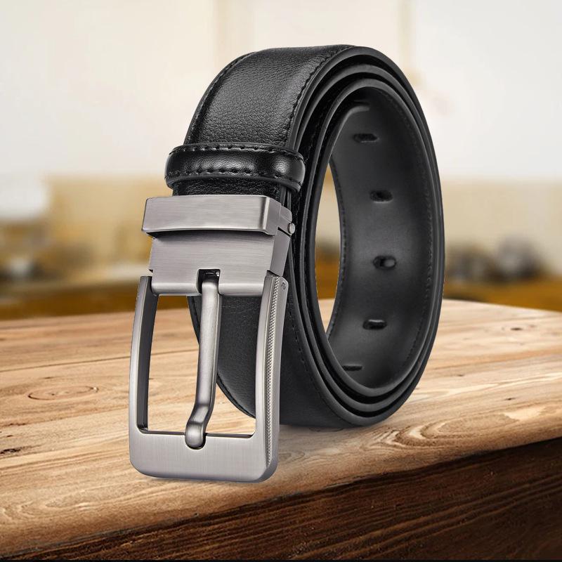 Men s Genuine Leather Pin Buckle Belt - Casual & Business Style 125 cm
