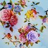 Outdoor Decorative Fabrics Oxford - Motif Flowers and Birds On Blue
