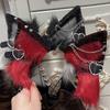 Anime Theme Gatherings Cat Ear Headband with Alloy Earring Movie Enthusiasts Plush Wolf Headband for Teenagers Adult