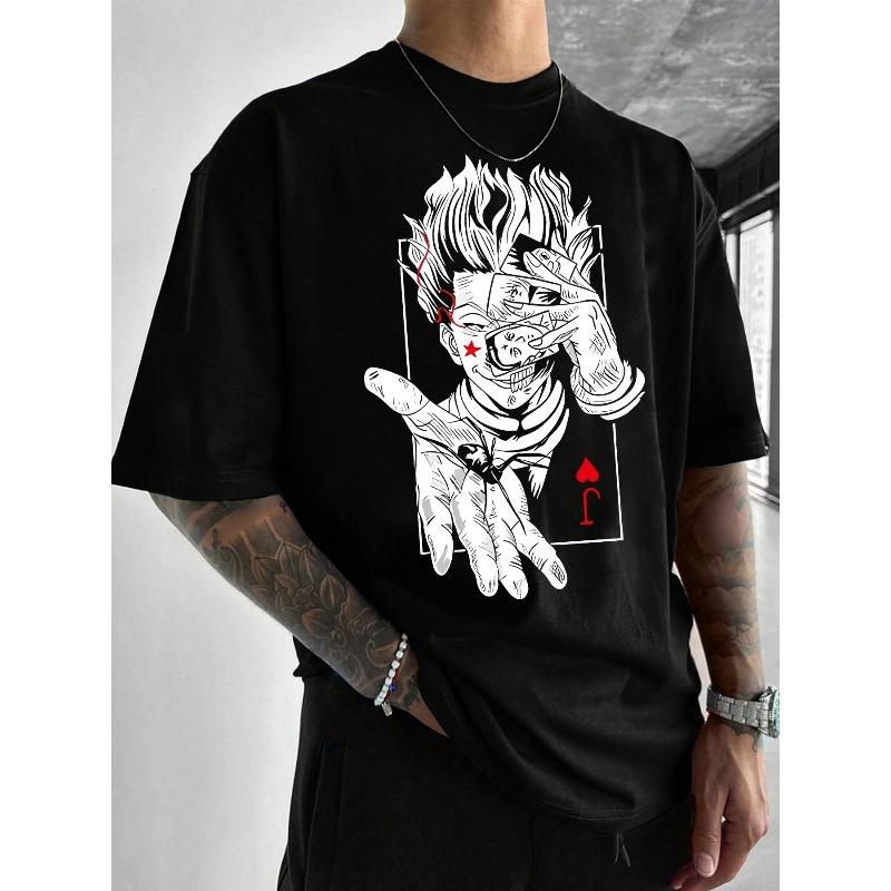 

European sizes Men s Comfortable Short Sleeve T-Shirt - Summer Casual Round Neck Tee with Themed Anime Casual Fit for Men 4XL чорний