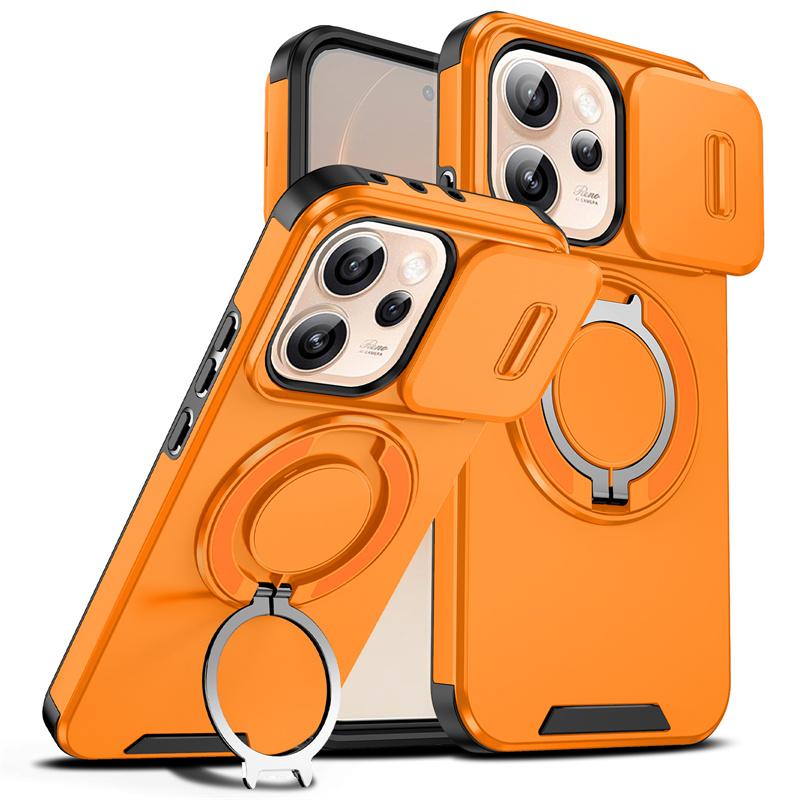 Shockproof Armor Case For OPPO Reno 15F 14F 13F 13 14 15 Pro Max 5G Capa Megnetic Ring Holder Slide Lens Camera Protector Cover