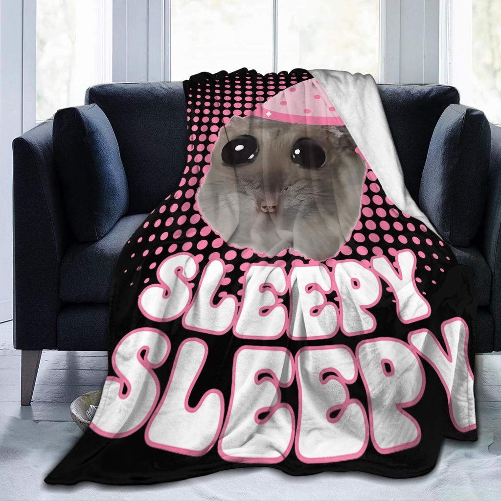 Lustiger Hamster Schlafsüße Decke Flanell Dekoration Schlafenszeit Schläfrig Multifunktion Ultra-Weiche Überwurfdecken für Bettwäsche
