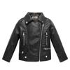 Kids Clothing Boys and Girls Spring Autumn Turndown Collar Leather Jacket Children's Motorcycle Korean Style Jacket
