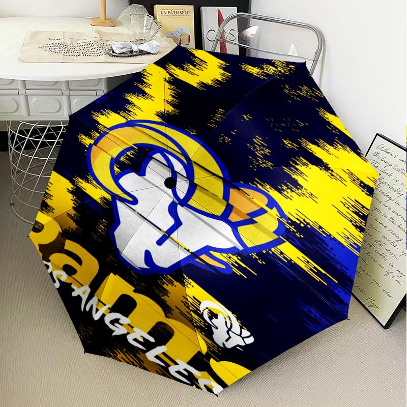 1PC Rams Football Team Spirit Printed Umbrella Folding umbrella, automatic umbrella 8-Frame for Travel, camping Fan gifts Christmas Gifts