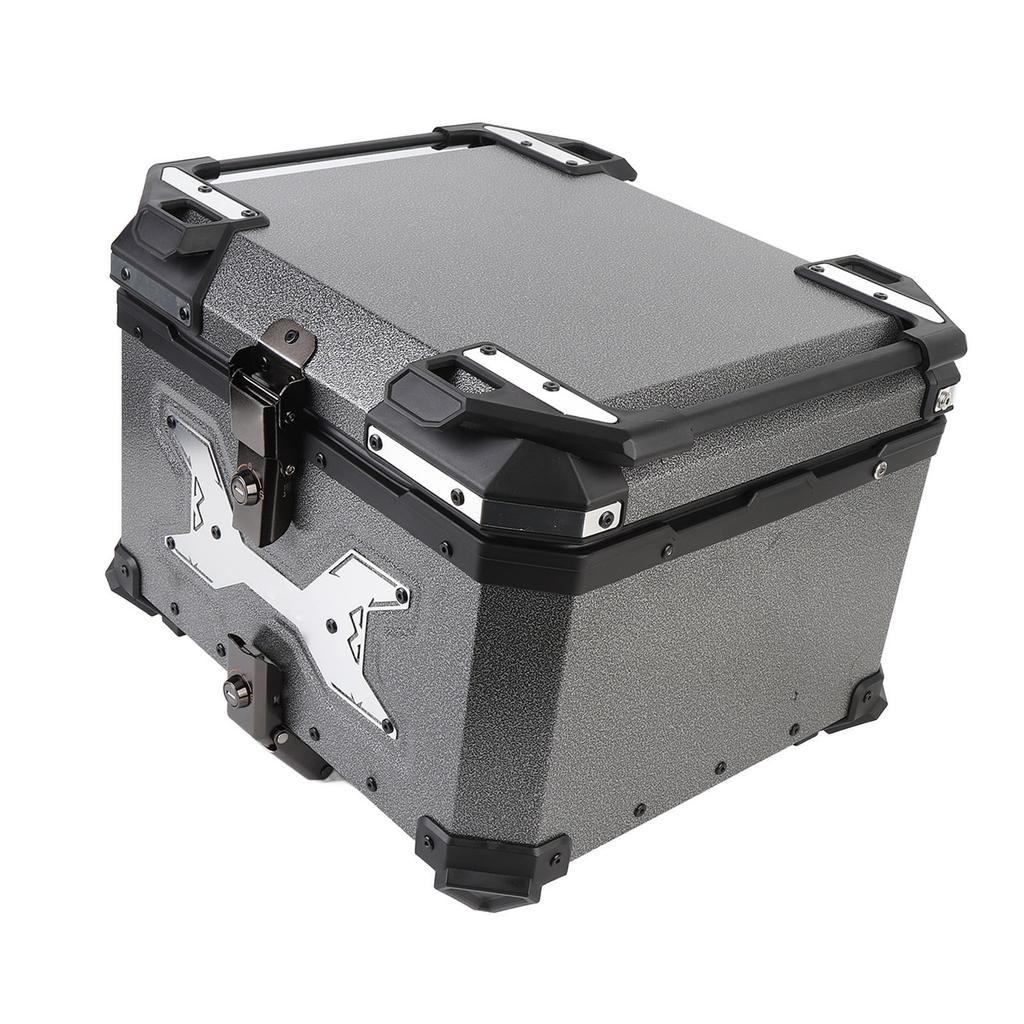 55L Motorcycle Top Case with Security Lock Aluminum Alloy Quick Release Waterproofing Trunk Top Box for Helmet Luggage