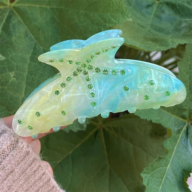 New Starfish Hair Claw Clip Ocean Beach Crystal Rhinestone Shark Clip Hairpin Hair Clamps Grab Elegant Women Hair Accessories