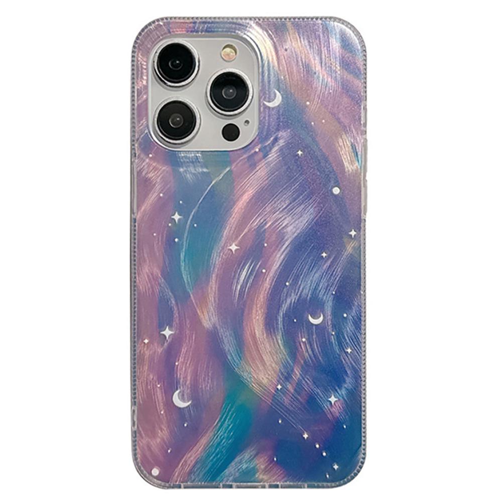 For iPhone 14 Pro Max Case Gradient Starry Silver TPU+Acrylic Phone Cover Protector