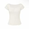 Homemade~ Misty Midsummer, Double-Layer Fungus Edge Small Flying Sleeves Solid Shoulder T-Shirt Slim-fit Versatile Top