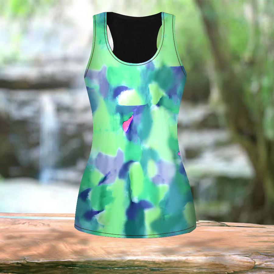 3D Multicolored Petals Print Women Workout Yoga Gym Printed Summer Sport Shirts Plus Size Vests