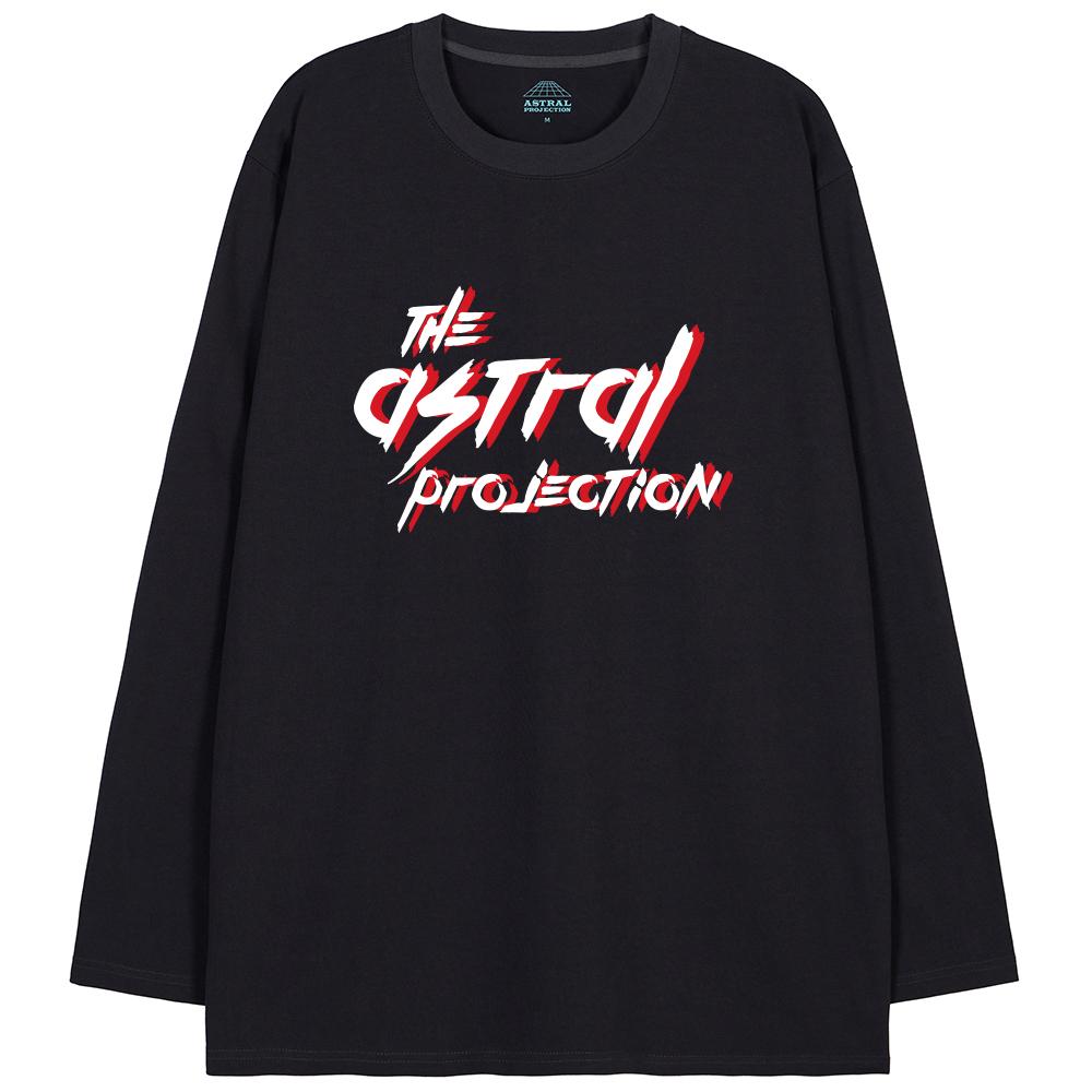 Astral Projection Punk Lettering Oversized Long Sleeve T-Shirt_Charcoal L