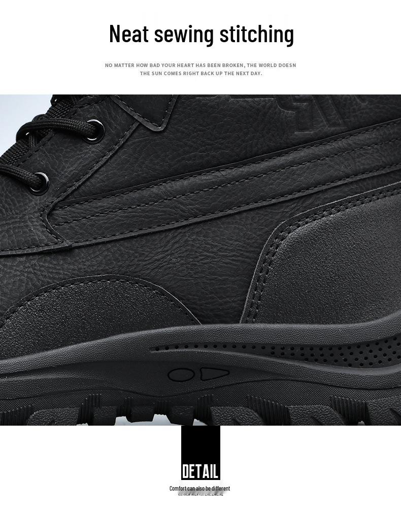 Men's Plus Size Waterproof Combat & Hiking Boots - Wear-Resistant Outdoor High-Tops, Military Desert Off-Road Boots