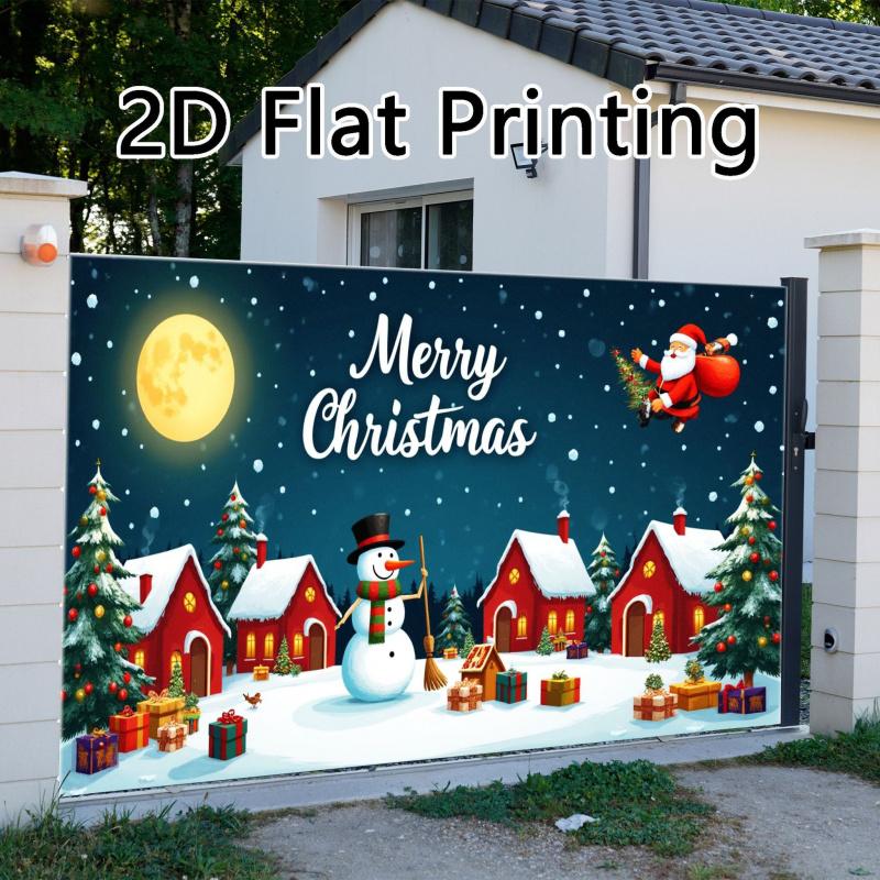 1pc2Dflat, Santa Claus, Snowman, Gift, Moonlight Night Scene, Outdoor/indoor Holiday Decoration, No Power Required - Wzy