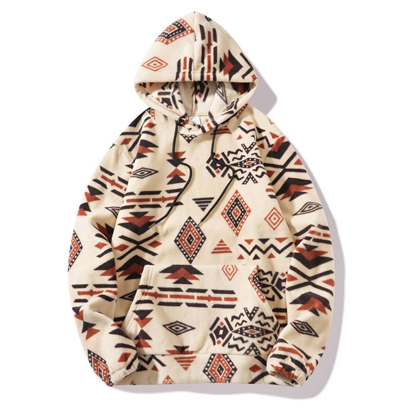 New Outdoor Casual Patterned Long-sleeved Hooded Lace Sweatshirt Tops for Men