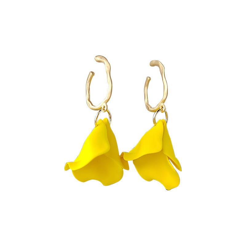 Electroplating 925 Fresh Petal Earrings Holiday Wind Stud Earrings Women