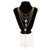 Ingemark 4Pcs/Set Goth Cross Jesus Pendant Choker Necklace for Women Vintage Gold Color Long Chain Christian Jewelry Men Gift