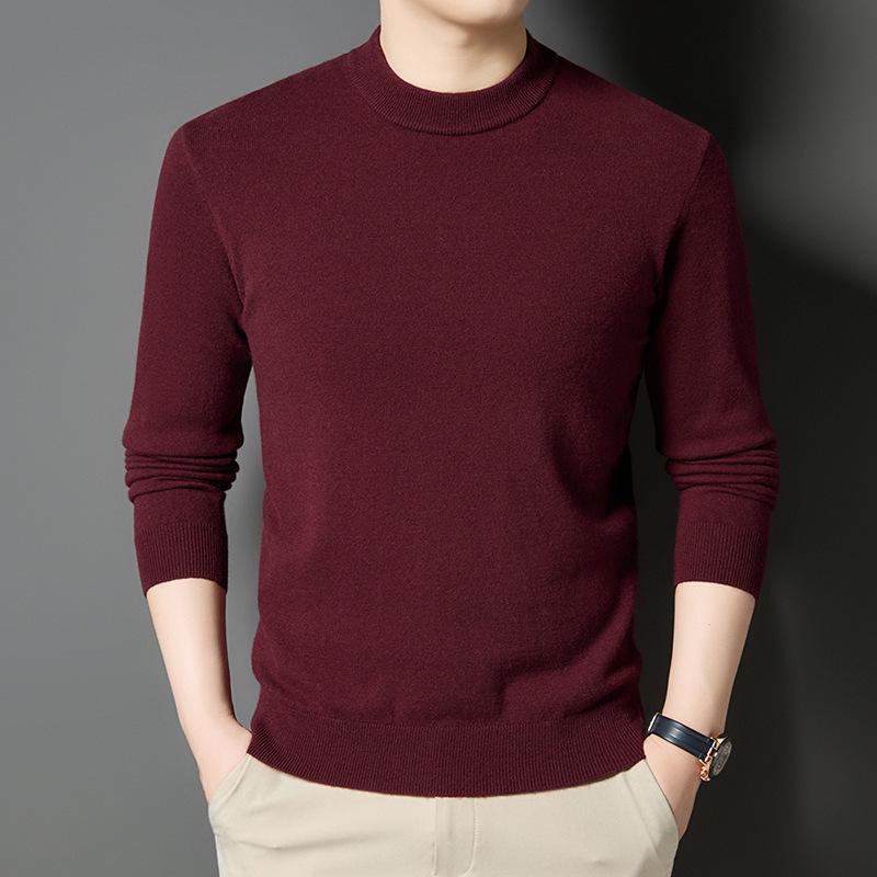 Men s 360g Wool Round Neck Sweater - Autumn Winter Skin-Friendly Knitwear Base Layer XL