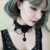 Female Rose Steampunk Lace Black Flower Necklace Vampire Black Role Playing Costume
