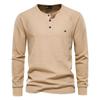 Autumn and Winter Men's Undercoat Collar Long Sleeve Waffle T-Shirt Men's Solid