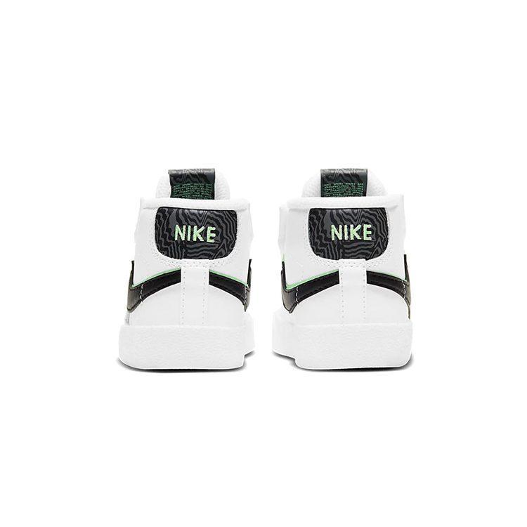 Nike Blazer 77 SE Mid Top Skateboard Shoes Black White Green Infant And Toddler DD1849-100
