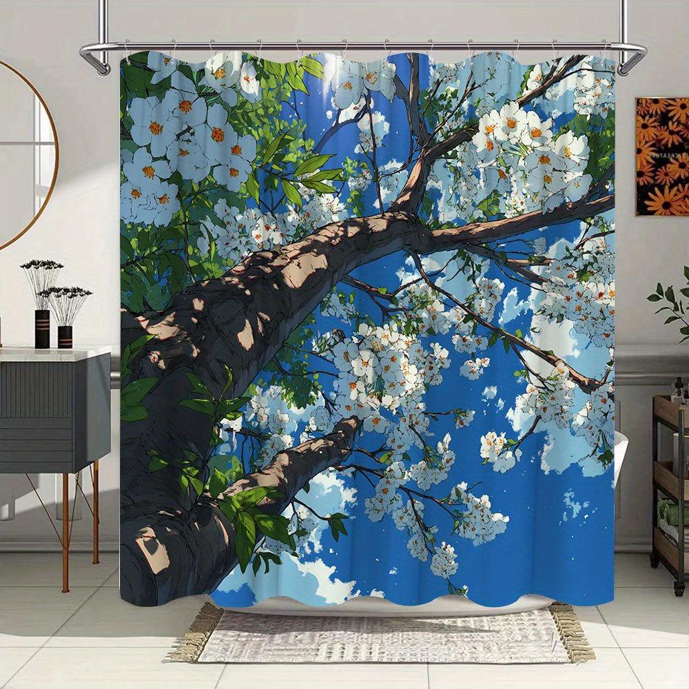 

Blooming Cherry Blossom Tree Waterproof Mildew-Resistant Shower Curtain - Spring Design for a Fresh Bathroom Décor Experience 90x180cm